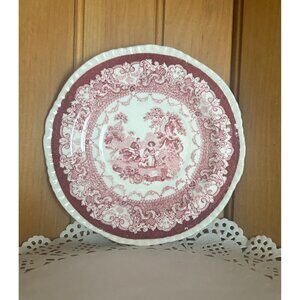 Antique Red White Transferware Bread Butter Plate Saucer Woods Burslem England